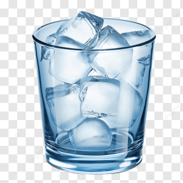 Fill a glass with ice cubes.